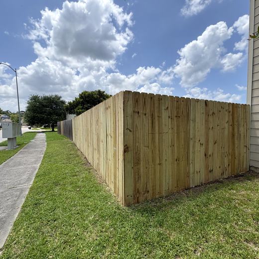 Privacy fence along the sidewalk