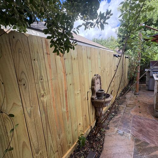 Fence beside the patio kitchen